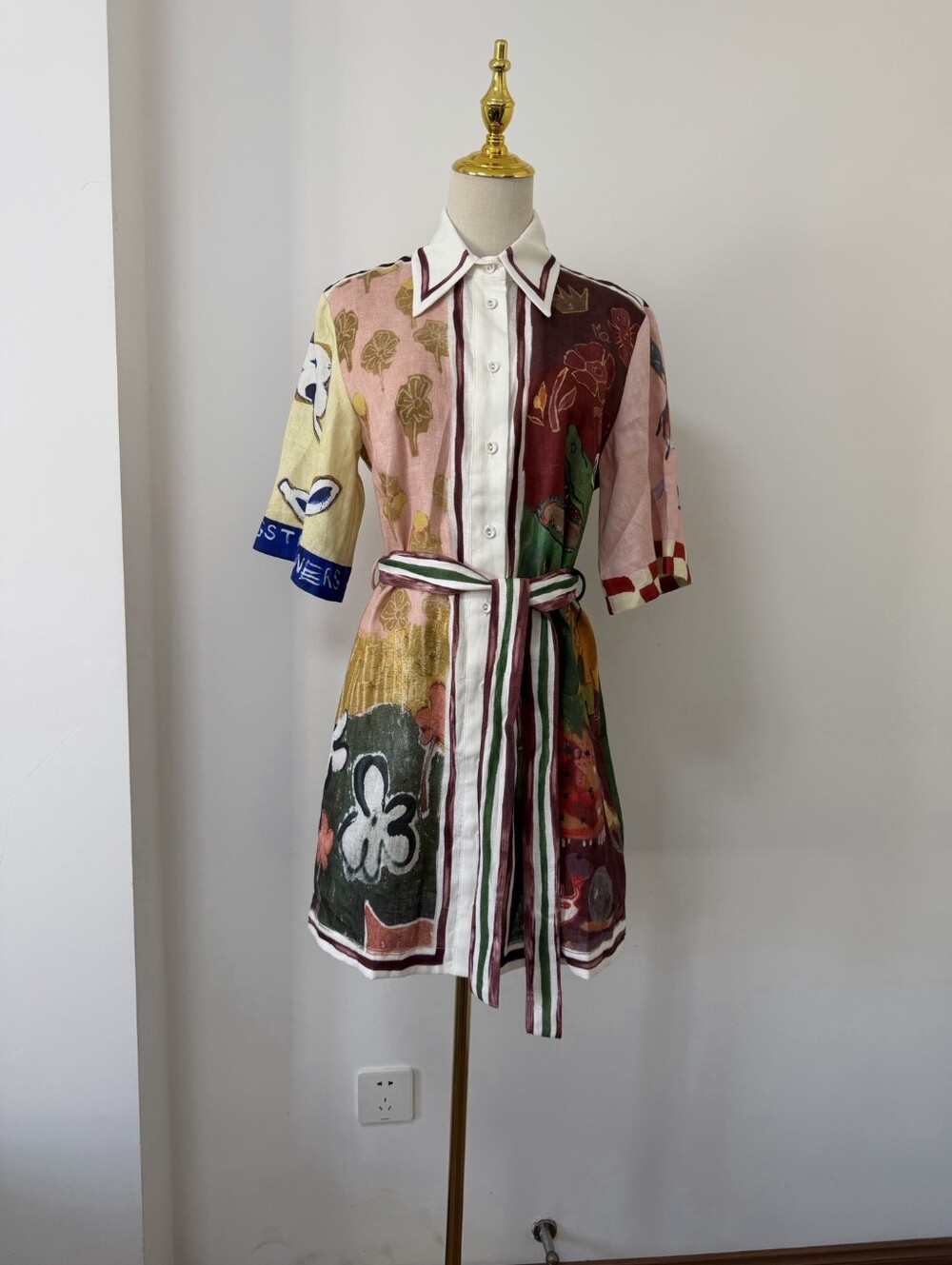 ALEMAIS Tangible Love belted printed linen mini dress - Picture 5 of 12